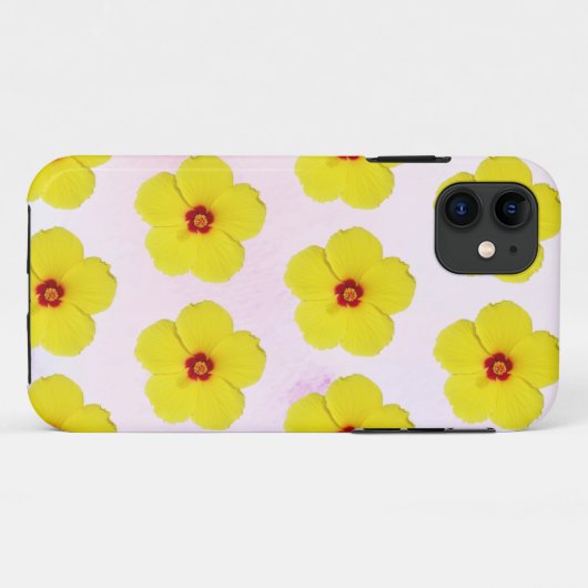 Gele Hibiscus Bloemkunst Case-Mate iPhone Case (Achterkant (horizontaal))