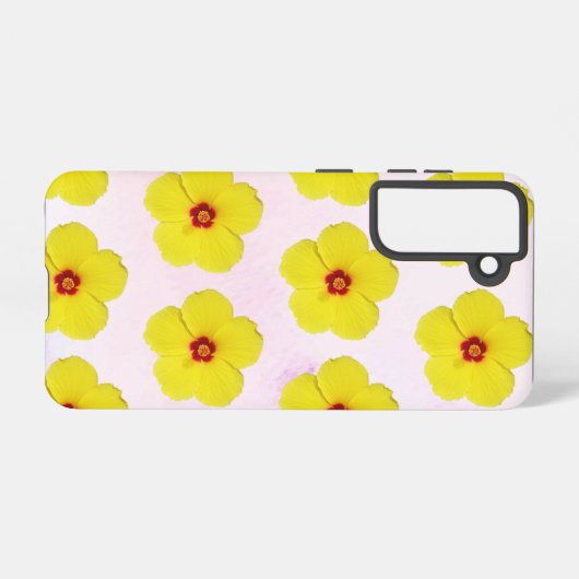 Gele Hibiscus Bloemkunst Samsung Galaxy Hoesje (Achterkant horizontaal)