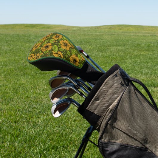 Gele hibiscus blokjes golfheadcover (Insitu)