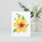 Gele Hibiscus Botanische Kunst Briefkaart (Staand voorkant)