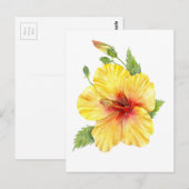 Gele Hibiscus Botanische Kunst Briefkaart (Voorkant / Achterkant)