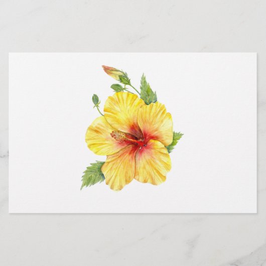 Gele Hibiscus Botanische Kunst Briefpapier (Voorkant)
