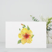 Gele Hibiscus Botanische Kunst Briefpapier (Staand voorkant)