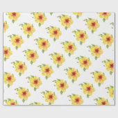 Gele Hibiscus Botanische Kunst Cadeaupapier (Vlak)
