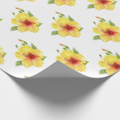 Gele Hibiscus Botanische Kunst Cadeaupapier (Hoek)