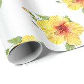 Gele Hibiscus Botanische Kunst Cadeaupapier (Rol Hoek)