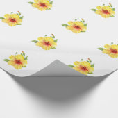 Gele Hibiscus Botanische Kunst Cadeaupapier (Hoek)