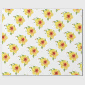 Gele Hibiscus Botanische Kunst Cadeaupapier (Vlak)
