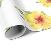 Gele Hibiscus Botanische Kunst Cadeaupapier (Rol Hoek)