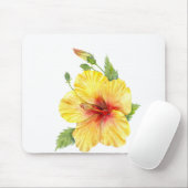 Gele Hibiscus Botanische Kunst Muismat (Met muis)