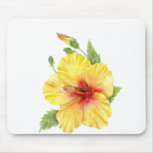 Gele Hibiscus Botanische Kunst Muismat