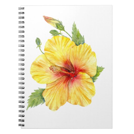 Gele Hibiscus Botanische Kunst Notitieboek (Voorkant)