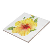 Gele Hibiscus Botanische Kunst Tegeltje (Zijkant)