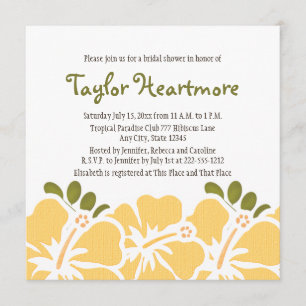 Gele Hibiscus Bridal Shower Invitations Kaart