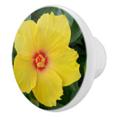 Gele Hibiscus Ceramic Knob Keramische Knop (Rechts)