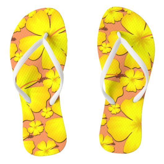 Gele Hibiscus Design-Teenslippers Teenslippers (Voetbed)