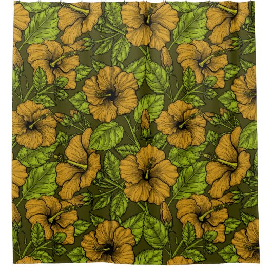 Gele hibiscus douchegordijn (Voorkant)