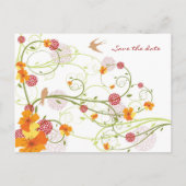 Gele hibiscus en doorslikken Floral sparen de datu Aankondigingskaart (Achterkant)