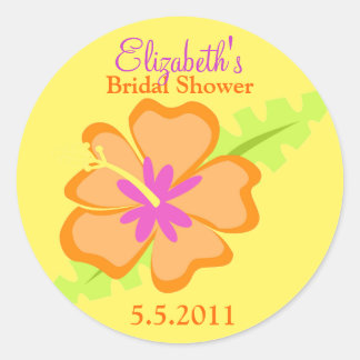 Gele Hibiscus  Favor Stickers