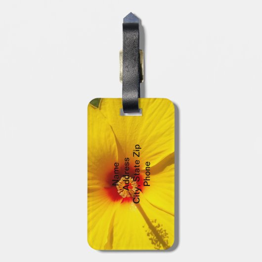 Gele Hibiscus Flower Bagagelabel (Achterkant verticaal)