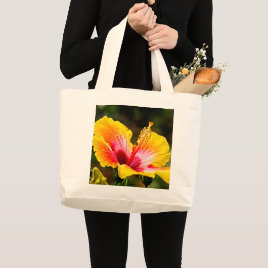 Gele Hibiscus Flower Canvas tas (Voorkant (product))