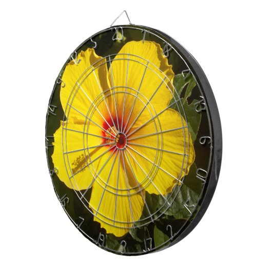 Gele Hibiscus Flower Dartbord (Voorkant Rechts)