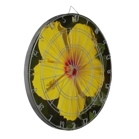 Gele Hibiscus Flower Dartbord (Voorkant Links)