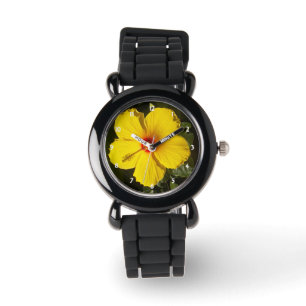 Gele Hibiscus Flower Horloge