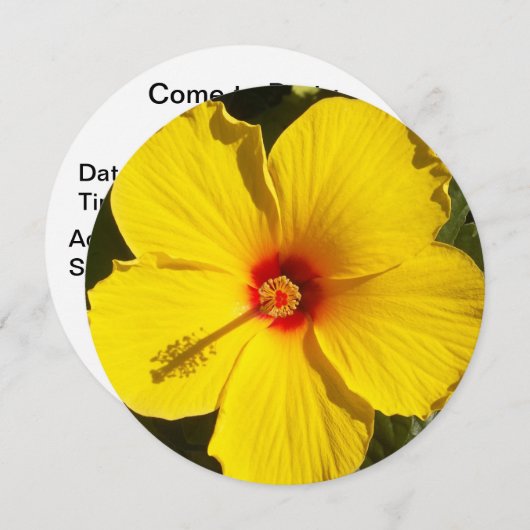 Gele Hibiscus Flower Kaart (Voorkant / Achterkant)