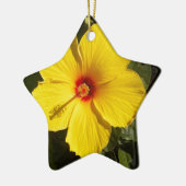 Gele Hibiscus Flower Keramisch Ornament (Links)