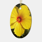 Gele Hibiscus Flower Keramisch Ornament (Links)