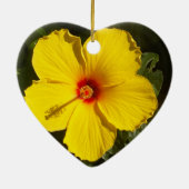 Gele Hibiscus Flower Keramisch Ornament (Achterkant)