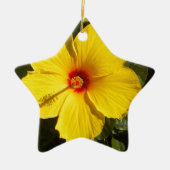 Gele Hibiscus Flower Keramisch Ornament (Voorkant)