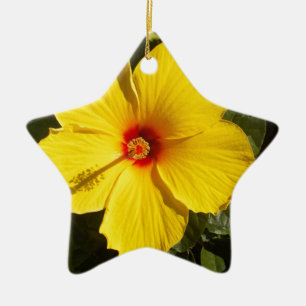 Gele Hibiscus Flower Keramisch Ornament