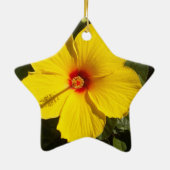 Gele Hibiscus Flower Keramisch Ornament (Achterkant)