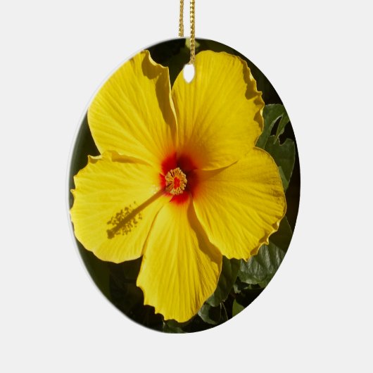 Gele Hibiscus Flower Keramisch Ornament (Rechts)