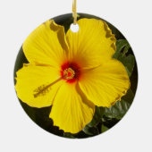 Gele Hibiscus Flower Keramisch Ornament (Achterkant)