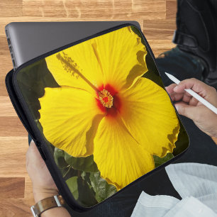 Gele Hibiscus Flower Laptop Sleeve