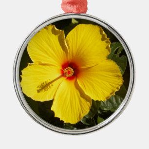 Gele Hibiscus Flower Metalen Ornament
