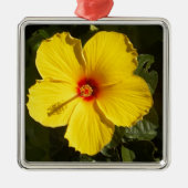 Gele Hibiscus Flower Metalen Ornament (Voorkant)