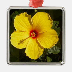 Gele Hibiscus Flower Metalen Ornament
