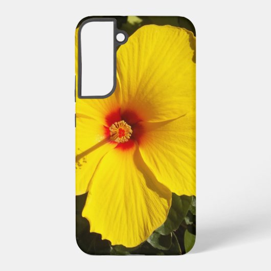 Gele Hibiscus Flower Samsung Galaxy Hoesje (Achterkant)