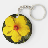 Gele Hibiscus Flower Sleutelhanger (Achterkant)