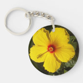 Gele Hibiscus Flower Sleutelhanger (Voorkant)