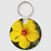 Gele Hibiscus Flower Sleutelhanger (Voorkant)