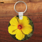 Gele Hibiscus Flower Sleutelhanger (Voorkant)