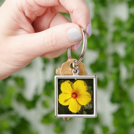 Gele Hibiscus Flower Sleutelhanger (Hand)