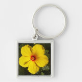 Gele Hibiscus Flower Sleutelhanger (Voorkant)