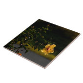 Gele Hibiscus Flower Struik Tegel Tegeltje (Zijkant)