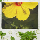 Gele Hibiscus Flower Theedoek (Gevouwen)